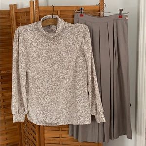 Vintage early 90s taupe skirt with blouse